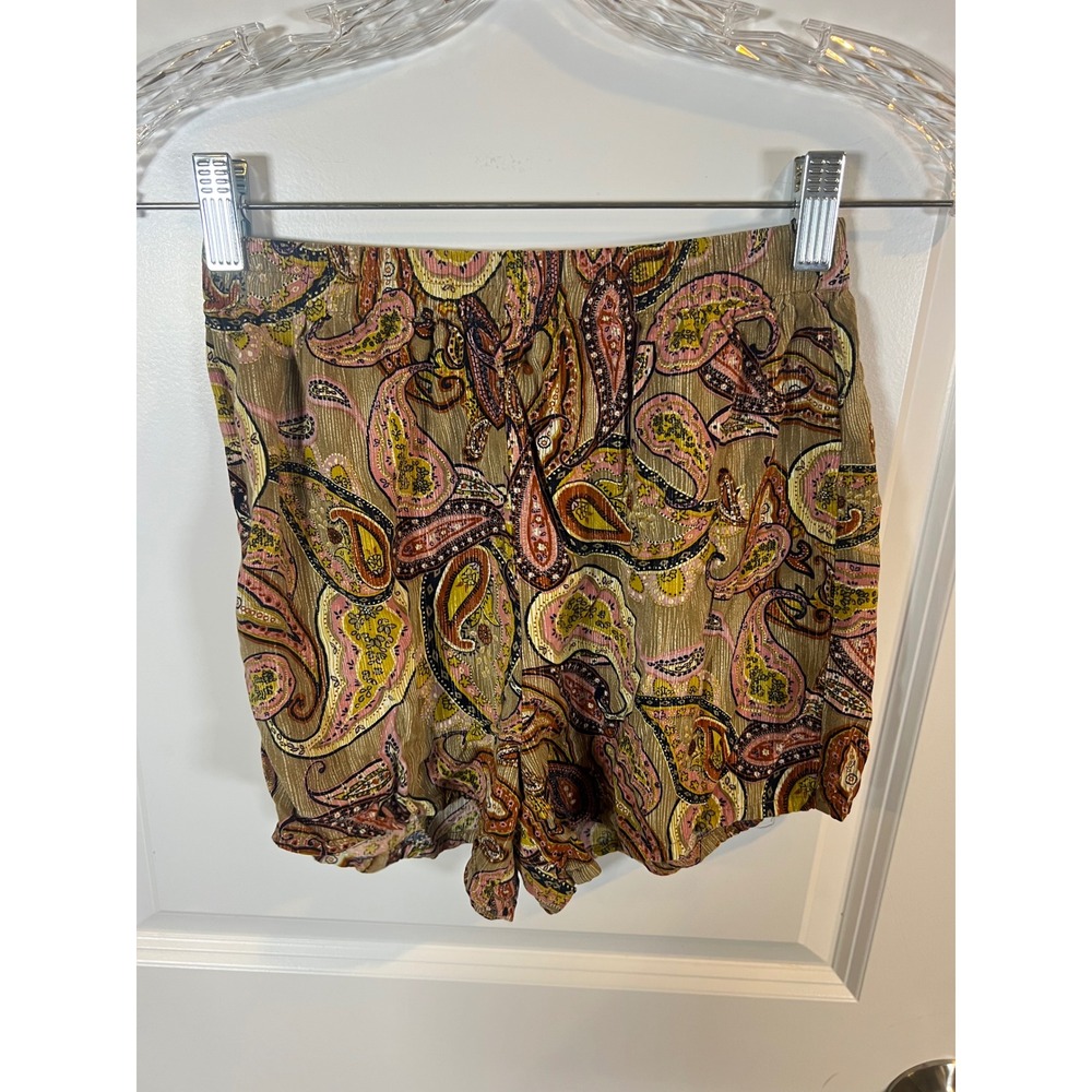 Rusttydustty Womens Shorts Paisley Print Brown Size‎ S